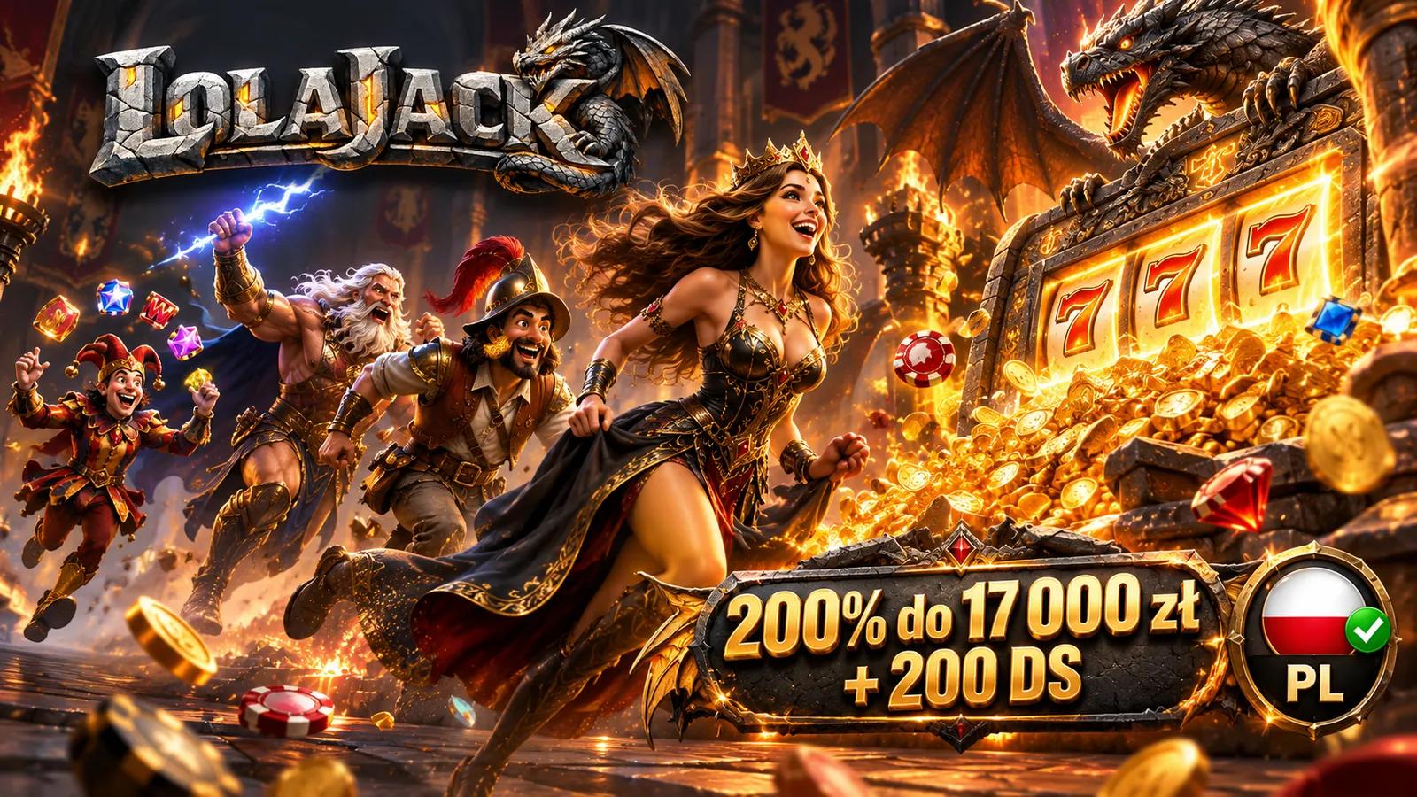 LolaJack — bonus powitalny 200% do 17 000 zł + 200 DS dla graczy z Polski